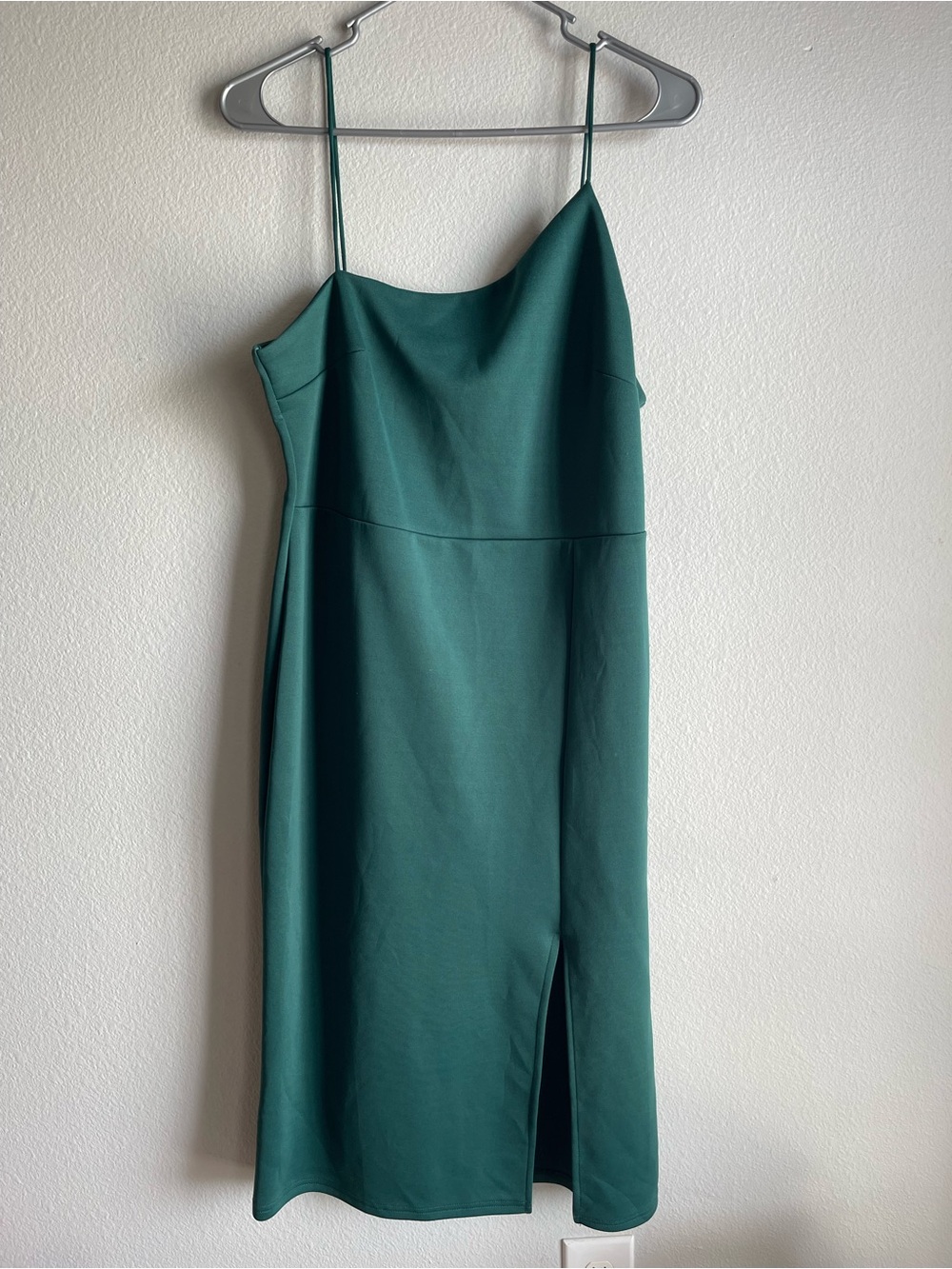 Emerald Green Slip Midi Dress with Side Slit